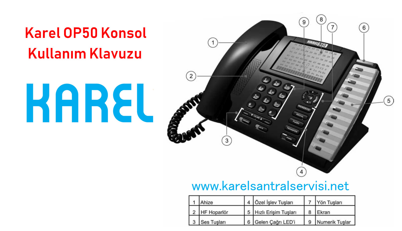 Karel Op50 Konsol Telefon kullanım klavuzu